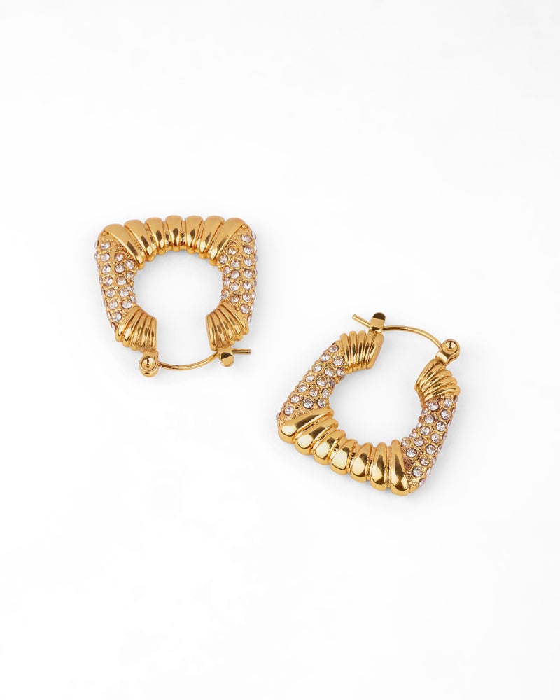 TAAHIRA Chunky Square Shape Zircon Hoop Earrings - Image 1